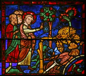 St. Martin Causes a Tree to Fall on the Heathens Who Were Worshipping the Tree, Scene from the Life of St. Martin, Chartres Cathedral